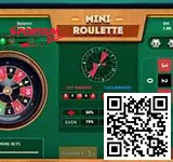 Mesa de Mini Roulette con botón Spin y fichas virtuales